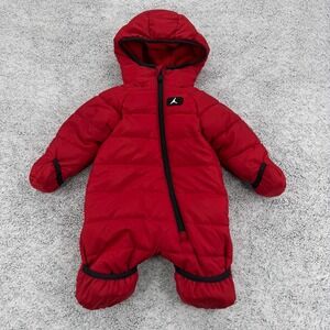 Nike Air Jordan Snowsuit Baby Boy Newborn Red Fleece Lined Puffer Hooded Jumpman